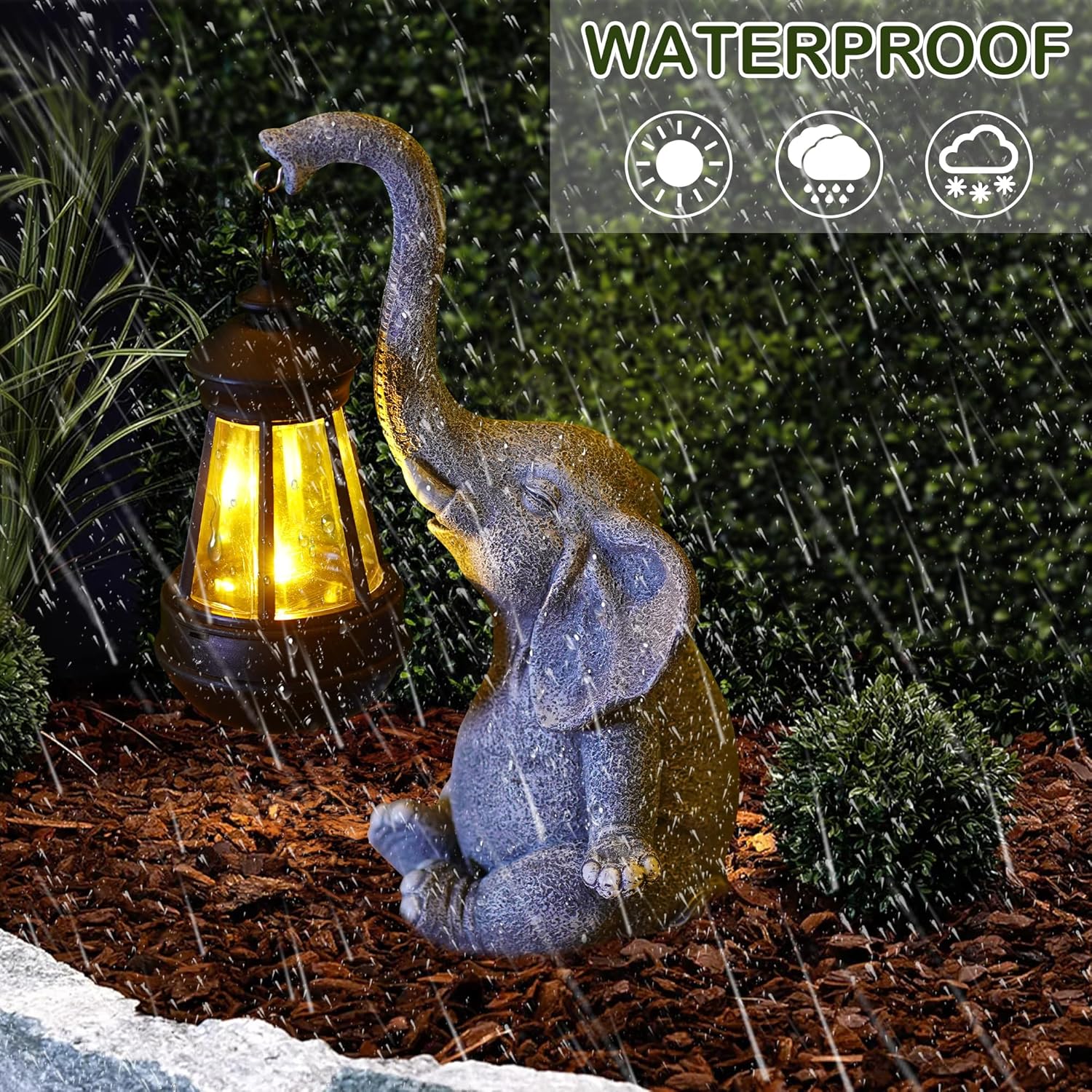 1PC Resin Elephant Garden Stat - Renewable Energy Solar review and price